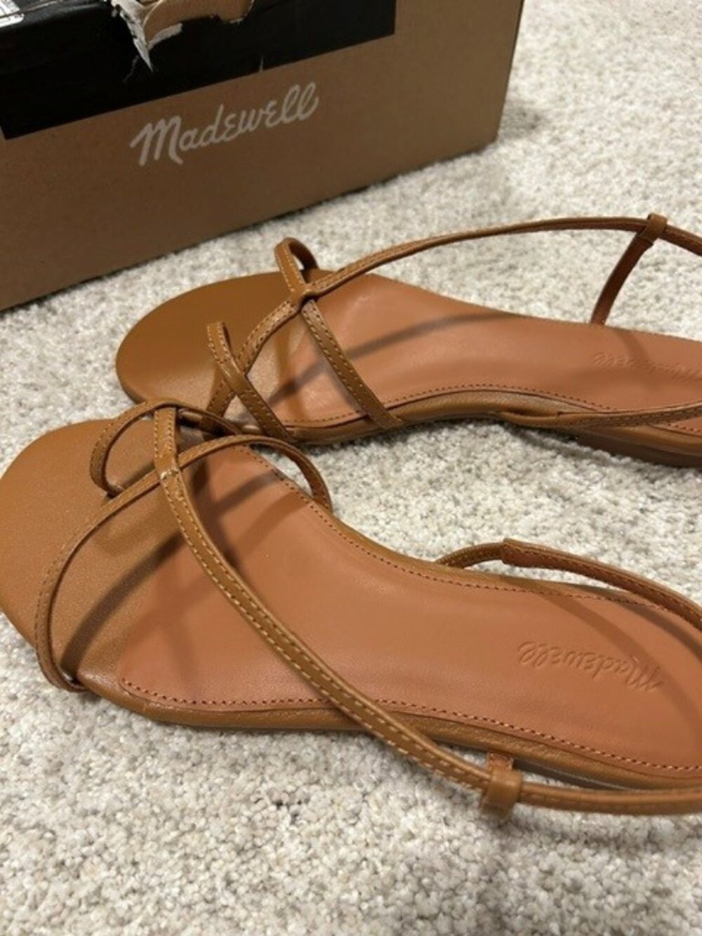 Madewell strappy sandals in "toasted coconut"